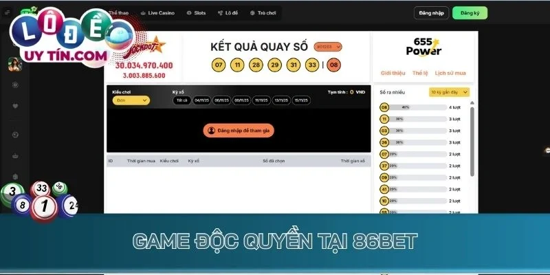 Game độc quyền tại 86bet