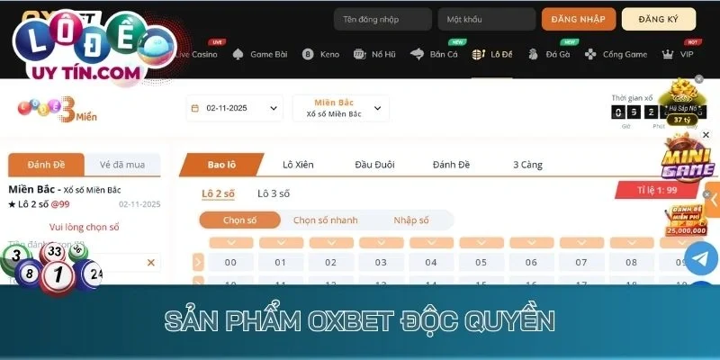Sản phẩm lô đề Oxbet độc quyền